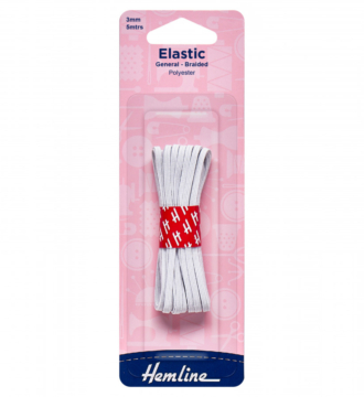 Hemline General Purpose Elastic - White - 3mm x 5m