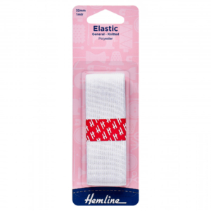 Hemline General Purpose Elastic - White - 32mm x 1m