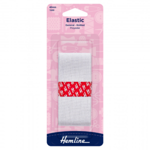 Hemline General Purpose Elastic - White - 40mm x 1m