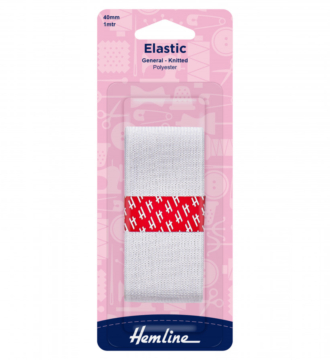 Hemline General Purpose Elastic - White - 40mm x 1m