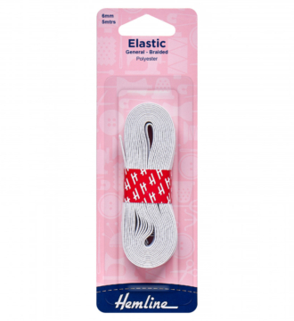 Hemline General Purpose Elastic - White - 6mm x 5m