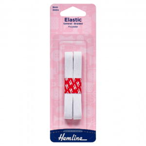 Hemline General Purpose Elastic - White - 9mm x 2m
