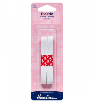 Hemline General Purpose Elastic - White - 9mm x 2m