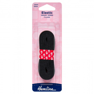 Hemline General Purpose Elastic - Black - 12mm x 2m
