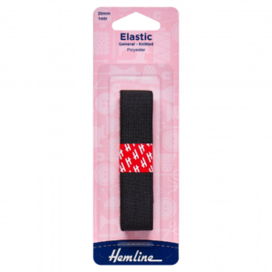 Hemline General Purpose Elastic - Black - 20mm x 1m