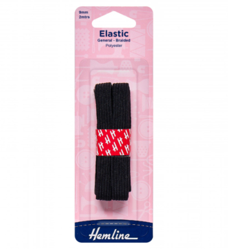 Hemline General Purpose Elastic - Black - 9mm x 2m
