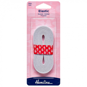 Hemline General Knitted Elastic - White - 6mm x 3m