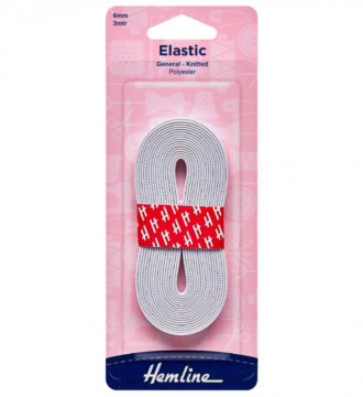 Hemline General Knitted Elastic - White - 6mm x 3m