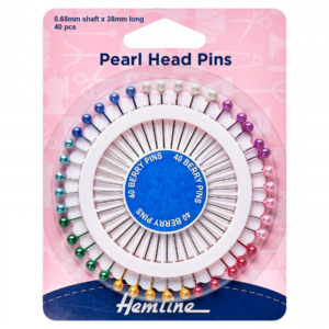 Hemline Pearl Headed Pins on Pin Wheel - 38mm - Assorted 40pcs