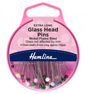 Hemline Glass Headed Pins - 51mm