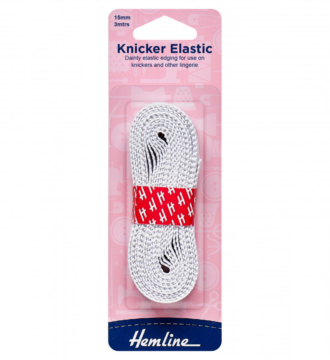 Hemline Knicker Elastic - White - 15mm x 3m