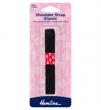 Hemline Elastic Shoulder Strap Elastic - Black - 15mm x 1.5m