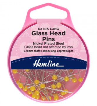 Hemline Extra Long Glass Headed Pins - 45mm