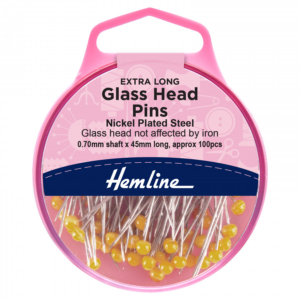Hemline Extra Long Glass Headed Pins - 45mm - Value Pack