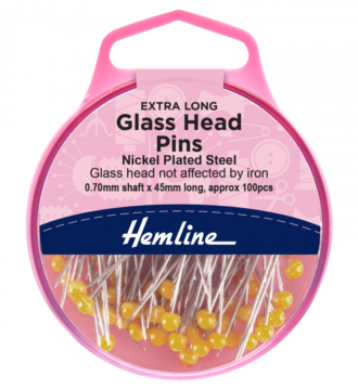 Hemline Extra Long Glass Headed Pins - 45mm - Value Pack