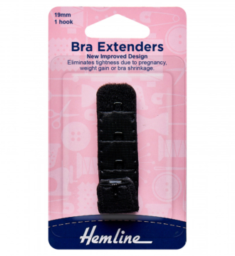 Hemline Bra Back Extenders 19mm - Black