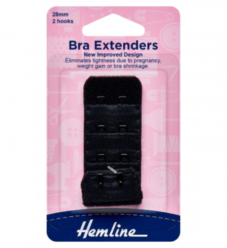 Hemline Bra Back Extenders 28mm - Black