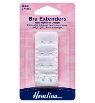 Hemline Bra Back Extenders 28mm - White