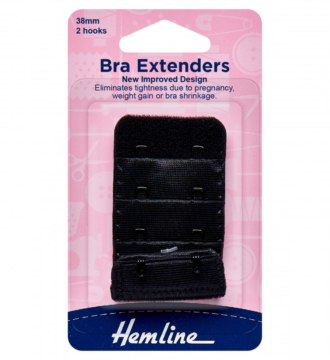 Hemline Bra Back Extenders 38mm - Black