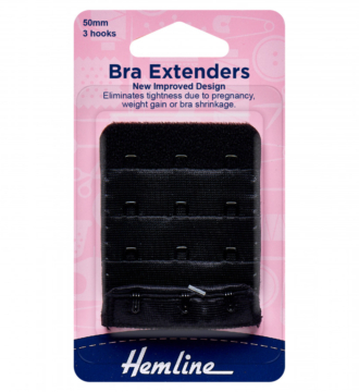 Hemline Bra Back Extenders 50mm - Black