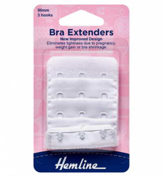 Hemline Bra Back Extenders 50mm - White
