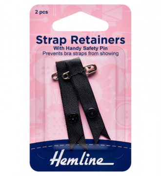 Hemline Shoulder Strap Retainer with Safety Pin - Black