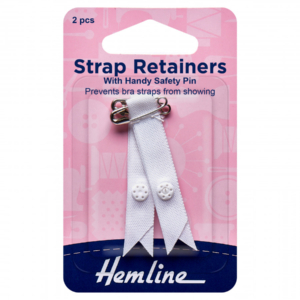 Hemline Shoulder Strap Retainer with Safety Pin - White
