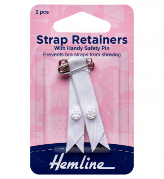 Hemline Shoulder Strap Retainer with Safety Pin - White
