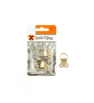 Picture Hanging Brass Plated Double 'D' Rings