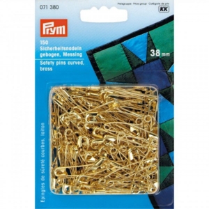Prym safety pins curved brass