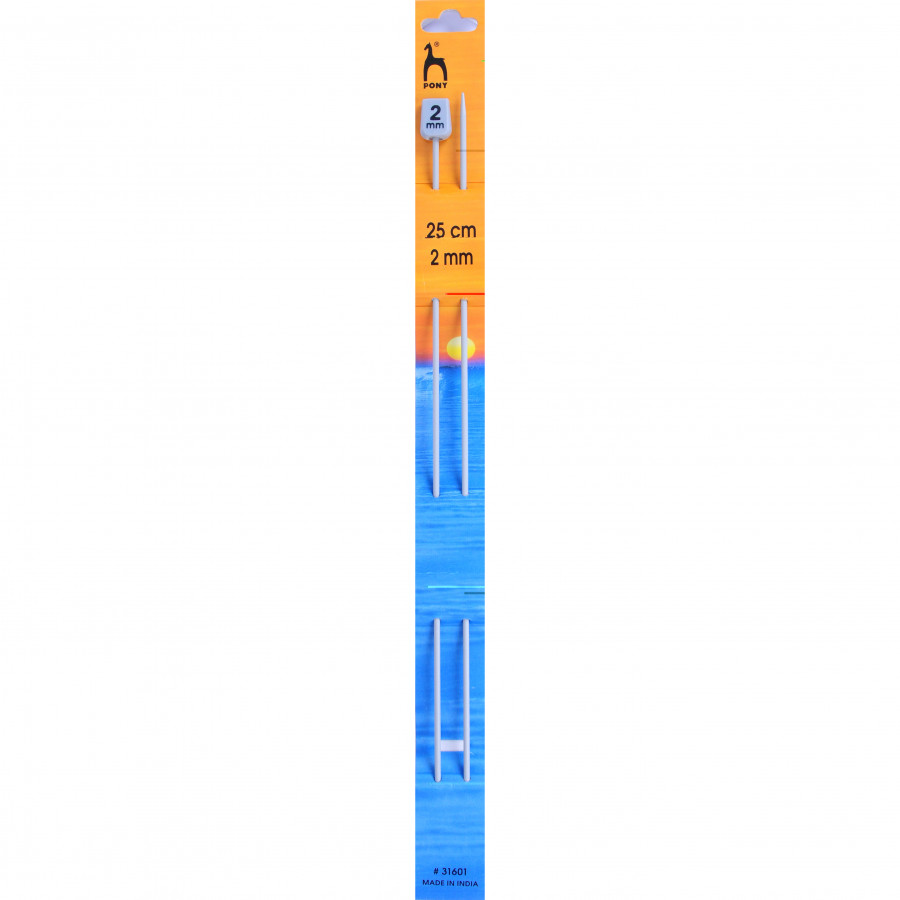 Pony Classic Single Pointed Knitting Pins Pair 25cm