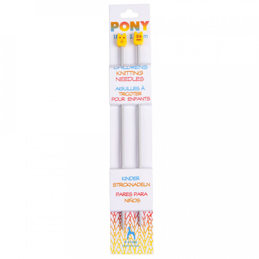 Pony Children's Knitting Pins 18cm - Grey Aluminium