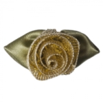 Satin ribbon rose green and gold