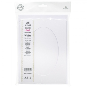 A5 2 Fold Cards White - Oval