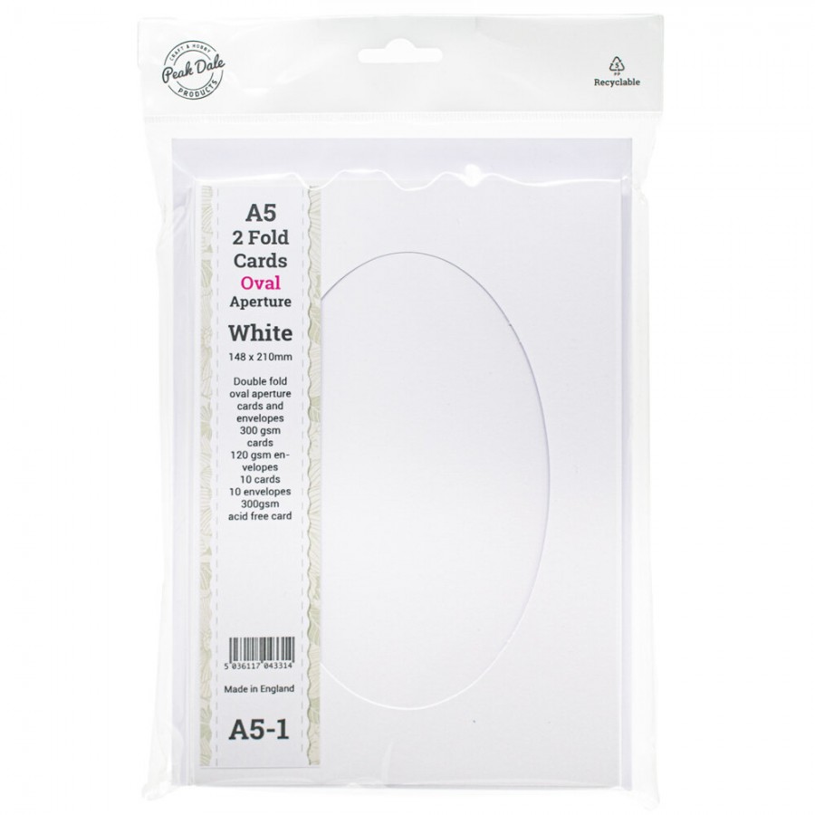 A5 2 Fold Cards White - Oval