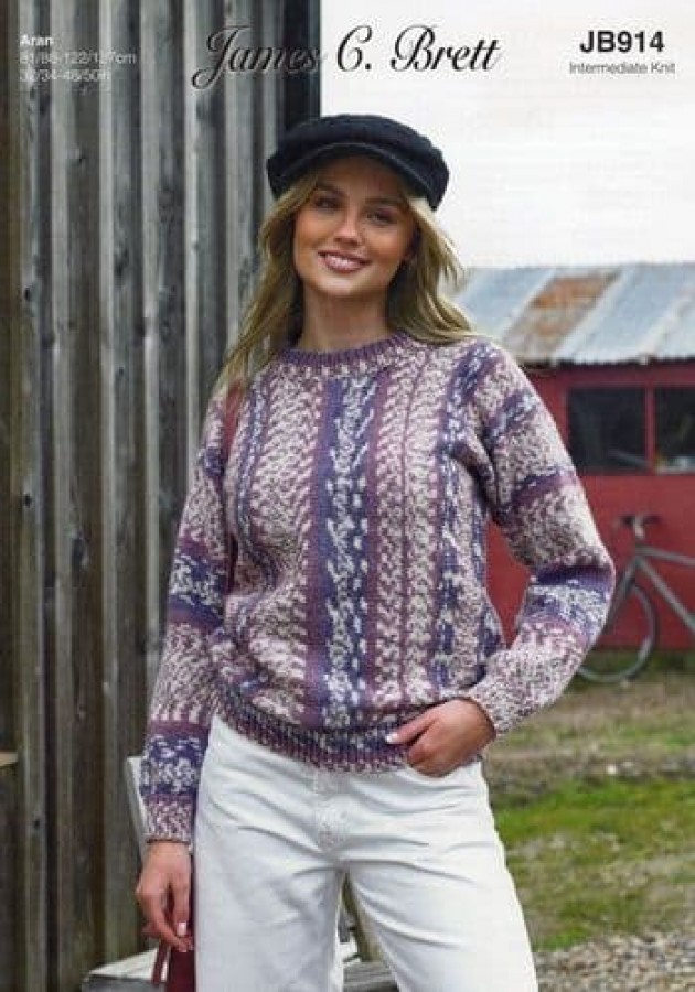 James C Brett Ladies Sweater Pattern JB914