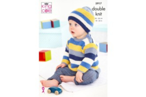 King Cole Pattern 5917 Sweater, Hat & Cardigan