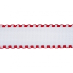 Needlecraft Fabric: Aida Band: 16 Count: 8m x 50mm: White and Red Edging (per metre)