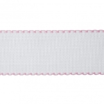 Needlecraft Fabric: Aida Band: 16 Count: 8m x 50mm: White and Pink Edging - per metre