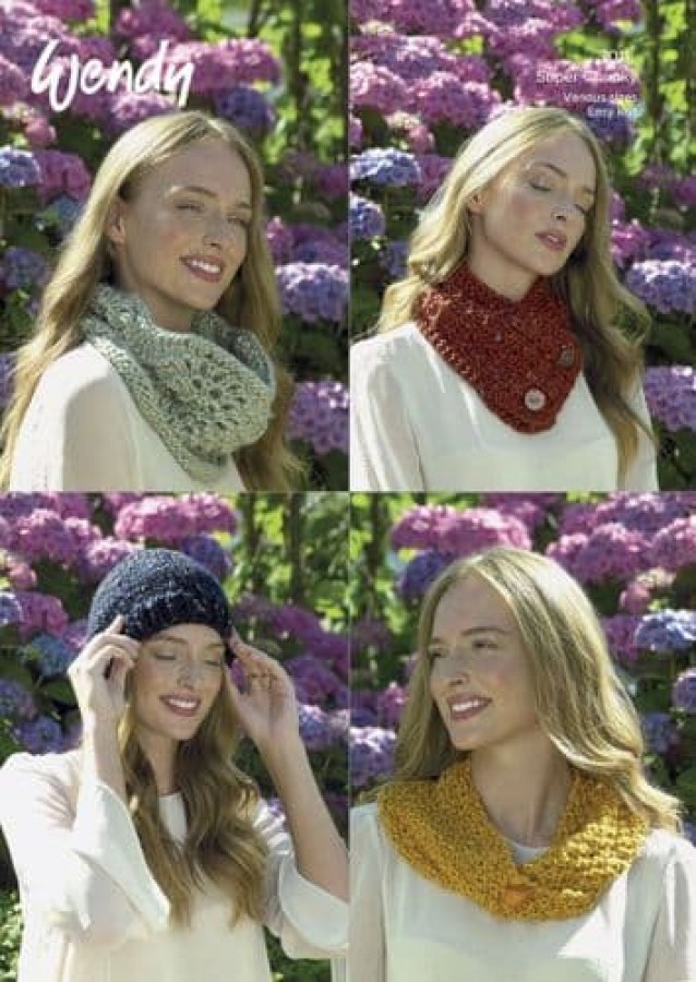 Wendy Wools Hat, Wrap & Cowl Knitting Pattern 7011