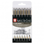 Pigma Micron Set of 6 Fineliners + 1 Brush Pen