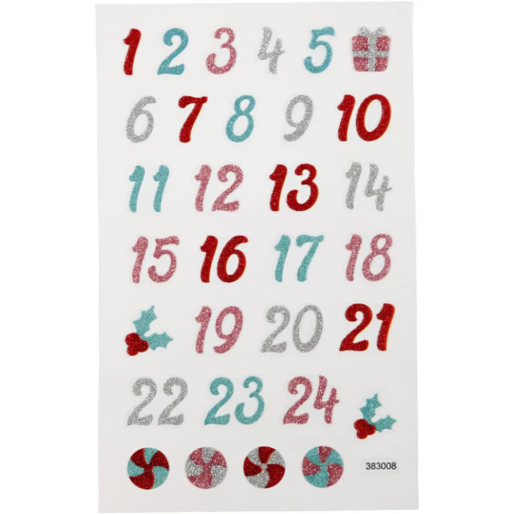 Stickers Number Glitter Advent Stickers