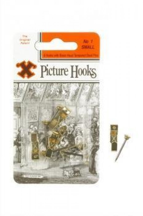 Picture Hooks Brass plated No1 Small 5 Pk