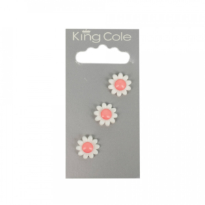 King Cole Flower Buttons - White & Pink