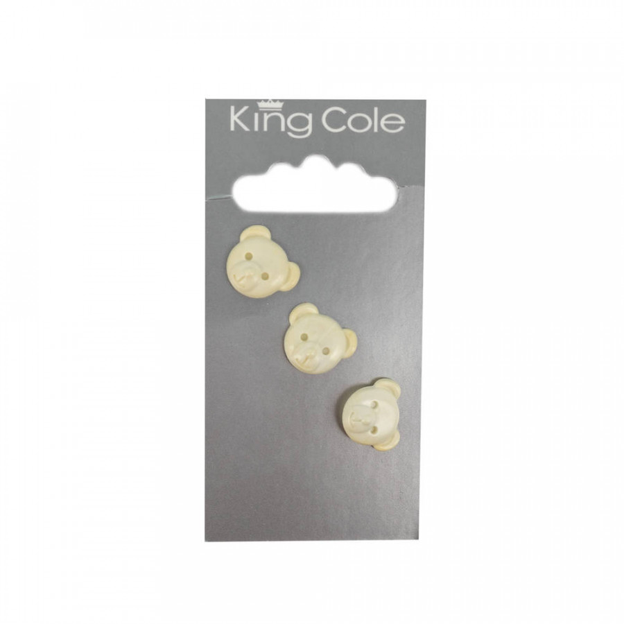 King Cole Teddy Bear Shaped Buttons - Cream