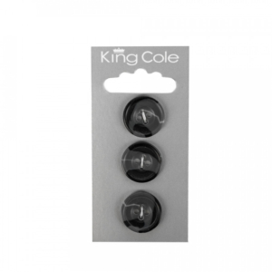 King Cole Rimmed Shell Effect Round Buttons - Black (Large)