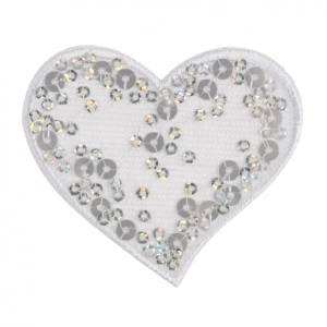 Motif White Sequin Heart