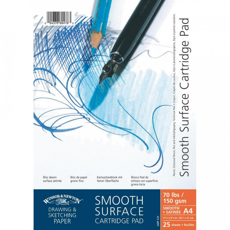 Winsor & Newton Smooth Surface Cartridge Spiral Pad 150gsm - A2