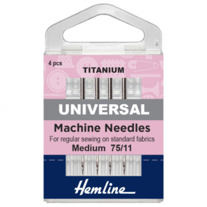 Hemline Sewing Machine Needles Universal Titanium Fine/Medium 75/11 4 Pieces