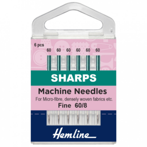 Hemline Sewing Machine Needles: Sharp/Micro: Extra Fine 60/8: 5 Pieces